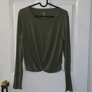 AERIE | Real Soft Green Scoop Neck Long Sleeve